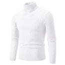 Suéter Masculino Gola Alta 2025 – Tricô de Lã, Pulôver Casual Quente, Cores Sólidas, Ideal para o Inverno