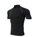 Camiseta de compressão masculina, esportiva, com secagem rápida e mangas curtas.