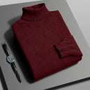 Suéter Masculino Gola Alta Outono/Inverno – Tricô de Alta Qualidade, Slim Fit, Manga Longa, Antibolinha, Cor Lisa, Estilo Streetwear