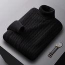 Suéter Masculino Gola Alta 2025 – Tricô de Lã, Pulôver Casual Quente, Cores Sólidas, Ideal para o Inverno