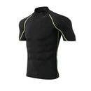 Camiseta de compressão masculina, esportiva, com secagem rápida e mangas curtas.
