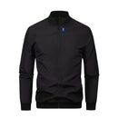 Jaqueta masculina 2024, gola baseball, manga curta, solta, cor sólida, estilo casual e business, fina, para primavera e outono, tendência.
