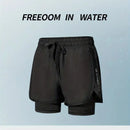 Shorts masculinos com tecnologia Aloe, modelo esportivo 2 em 1, de secagem rápida, estiloso e confortável.