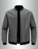 Jaqueta masculina 2024, gola baseball, manga curta, solta, cor sólida, estilo casual e business, fina, para primavera e outono, tendência.
