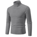 Suéter Masculino Gola Alta 2025 – Tricô de Lã, Pulôver Casual Quente, Cores Sólidas, Ideal para o Inverno