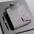 Suéter Masculino Gola Alta Outono/Inverno – Tricô de Alta Qualidade, Slim Fit, Manga Longa, Antibolinha, Cor Lisa, Estilo Streetwear