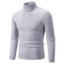 Suéter Masculino Gola Alta 2025 – Tricô de Lã, Pulôver Casual Quente, Cores Sólidas, Ideal para o Inverno