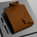 Suéter Masculino Gola Alta Outono/Inverno – Tricô de Alta Qualidade, Slim Fit, Manga Longa, Antibolinha, Cor Lisa, Estilo Streetwear