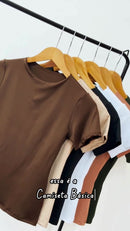 Blusa Blusinha Feminina Suplex Duplo Básica Elegante Blogueira Tendencia