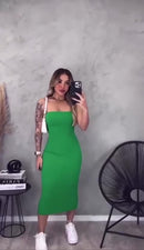 Kit 2 Vestido Feminino Midi Tomara que Caia Canelado Elegância e Ousadia Unidas em uma Peça