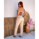 CALÇA FEMININA ALFAIATARIA ACOMPANHA CINTO CINTURA ALTA COM ZÍPER NA LATERAL