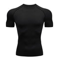 Camiseta masculina de compressão para corrida, fitness e treino. Manga curta, ajuste justo, secagem rápida, ideal para academia e jogging.