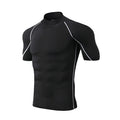 Camiseta de compressão masculina, esportiva, com secagem rápida e mangas curtas.