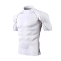 Camiseta de compressão masculina, esportiva, com secagem rápida e mangas curtas.