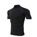 Camiseta de compressão masculina, esportiva, com secagem rápida e mangas curtas.