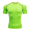 Camiseta masculina de compressão para corrida, fitness e treino. Manga curta, ajuste justo, secagem rápida, ideal para academia e jogging.