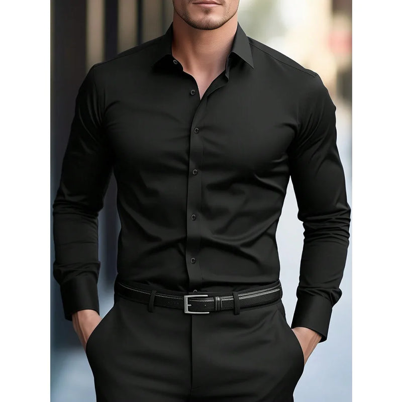 Camisa Social Masculina FGKKS – Manga Longa, Tecido Elástico