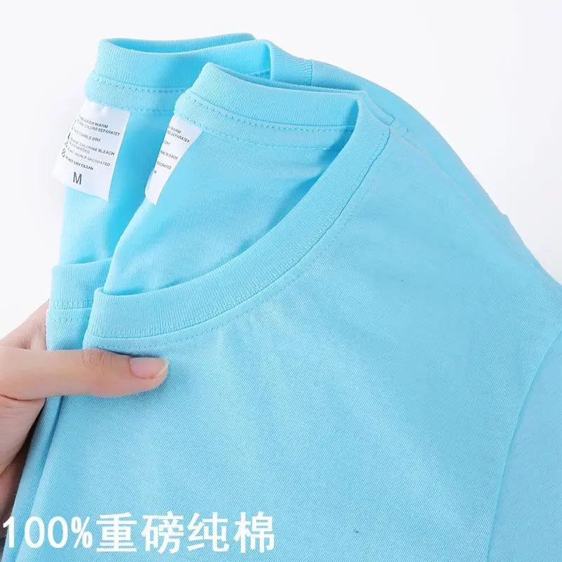 Camiseta Unissex 100% Algodão – Cores Sólidas, Gola O, Manga Curta, Estilo Coreano, Tamanhos M ao 4XL