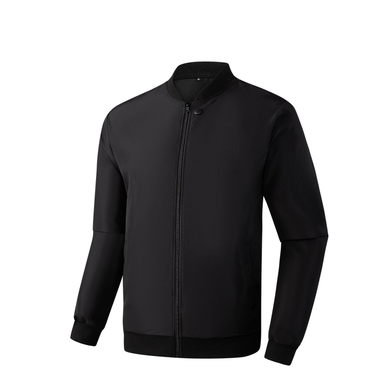 Jaqueta masculina 2024, gola baseball, manga curta, solta, cor sólida, estilo casual e business, fina, para primavera e outono, tendência.