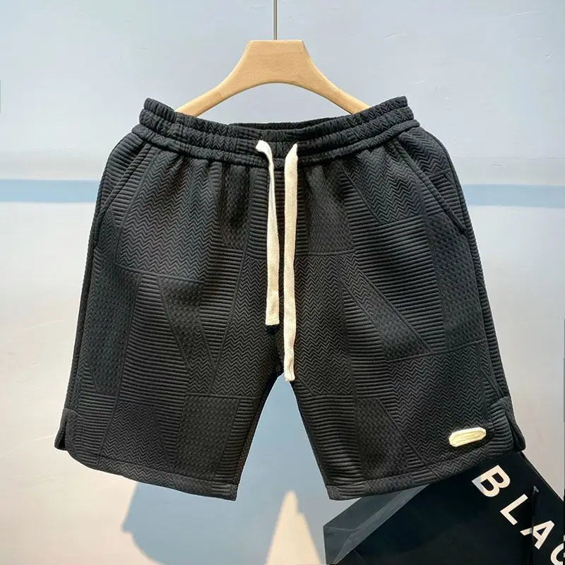 Shorts de corrida masculinos, leves, com estampa de ondas e secagem rápida.