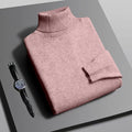 Suéter Masculino Gola Alta Outono/Inverno – Tricô de Alta Qualidade, Slim Fit, Manga Longa, Antibolinha, Cor Lisa, Estilo Streetwear