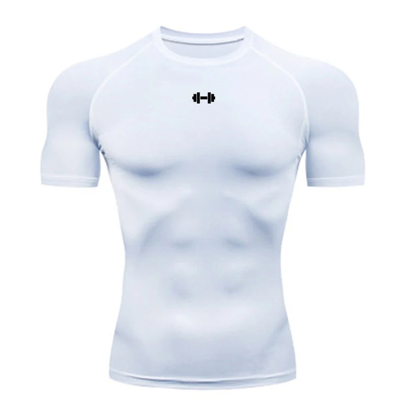 Camiseta Masculina de Compressão – Esportiva, Secagem Rápida, Elástica, Ideal para Corrida, Academia e Treino de Verão