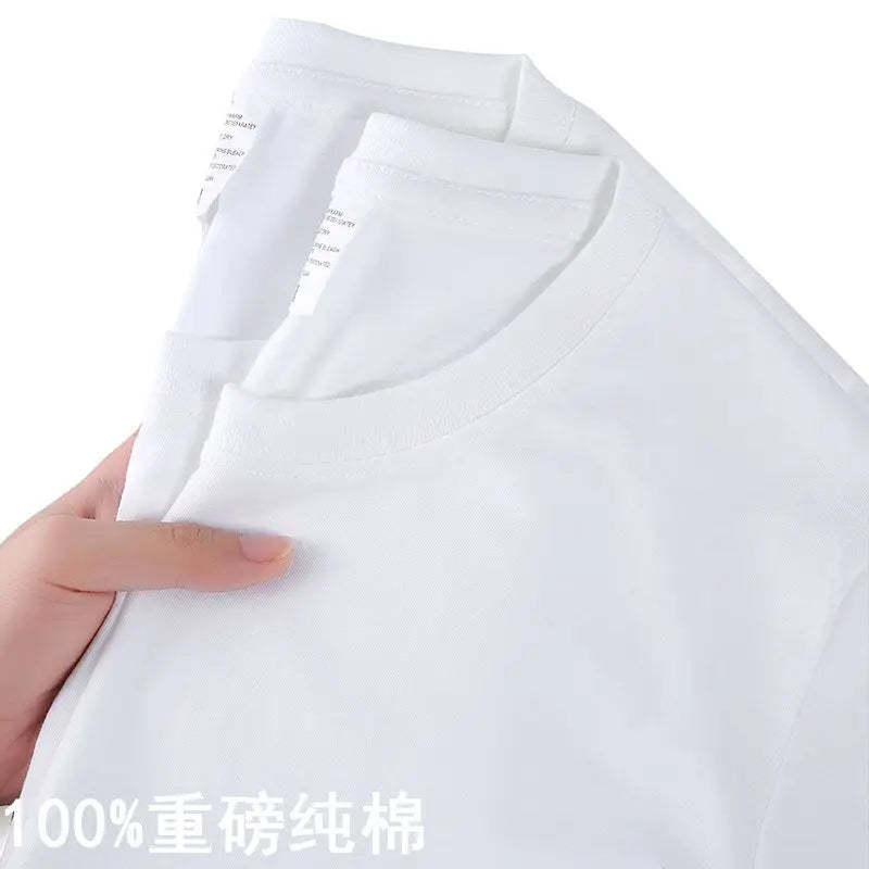 Camiseta Unissex 100% Algodão – Cores Sólidas, Gola O, Manga Curta, Estilo Coreano, Tamanhos M ao 4XL