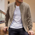 Jaqueta Masculina Casual em Camurça – Gola Redonda, Zíper Frontal, Estilo Esportivo e Sofisticado