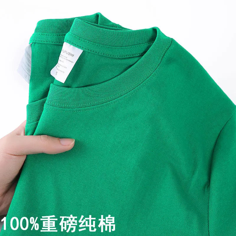 Camiseta Unissex 100% Algodão – Cores Sólidas, Gola O, Manga Curta, Estilo Coreano, Tamanhos M ao 4XL