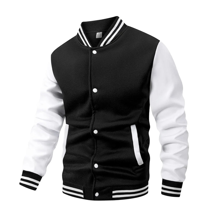 Jaqueta de beisebol masculina de manga comprida, folgada, grande, com emendas, roupa de beisebol, casaco de rua, jaquetas bomber quentes para homens