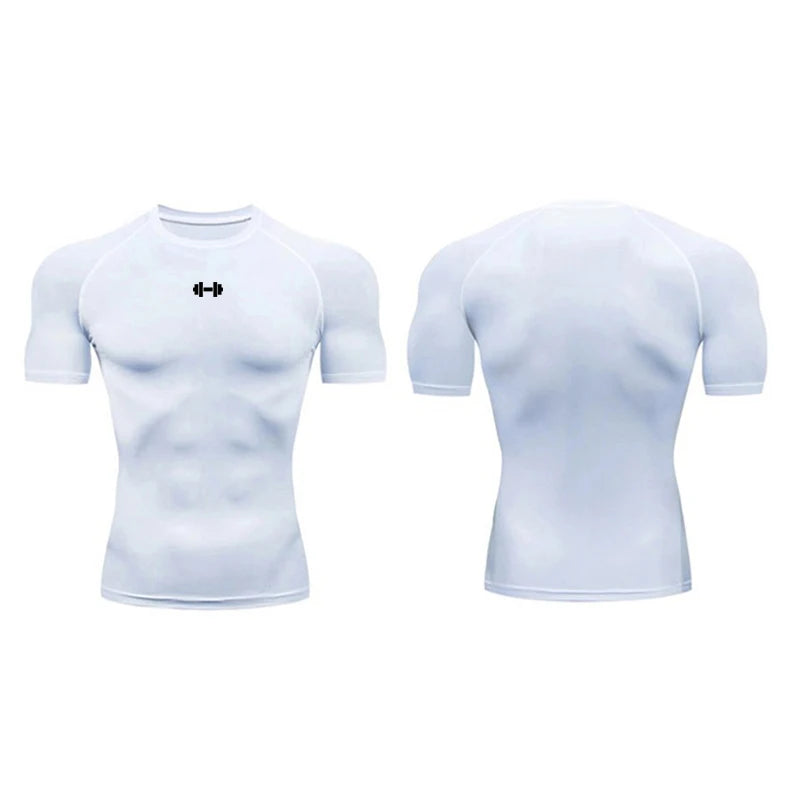 Camiseta Masculina de Compressão – Esportiva, Secagem Rápida, Elástica, Ideal para Corrida, Academia e Treino de Verão