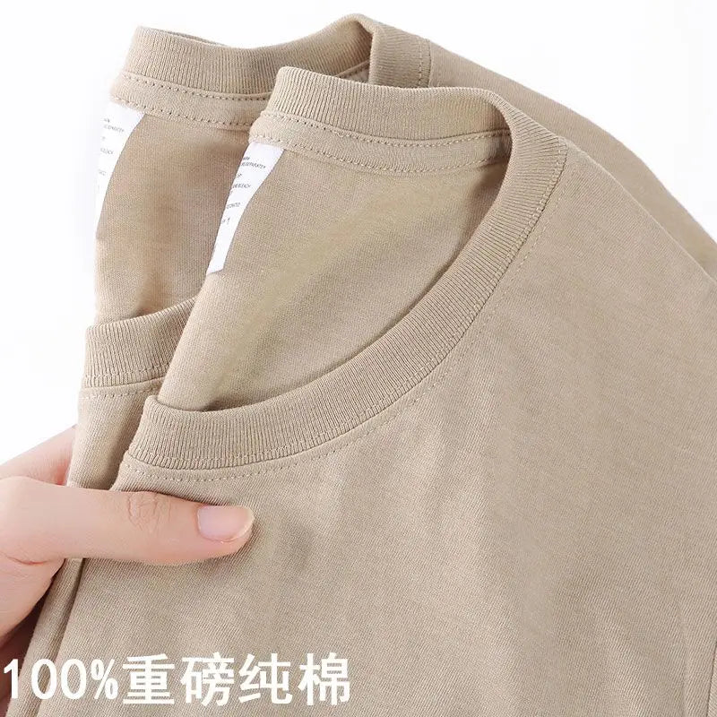 Camiseta Unissex 100% Algodão – Cores Sólidas, Gola O, Manga Curta, Estilo Coreano, Tamanhos M ao 4XL