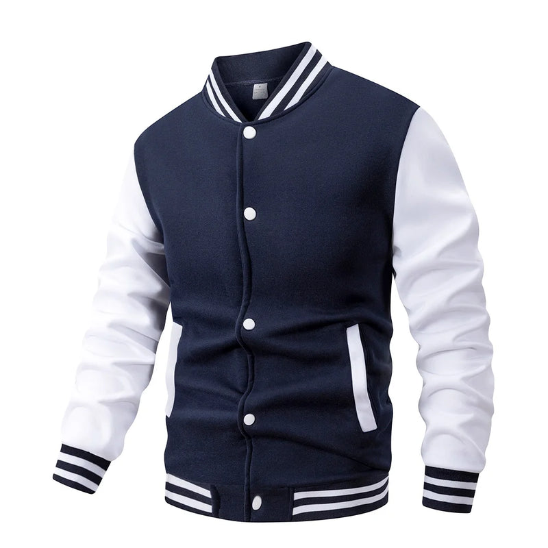 Jaqueta de beisebol masculina de manga comprida, folgada, grande, com emendas, roupa de beisebol, casaco de rua, jaquetas bomber quentes para homens
