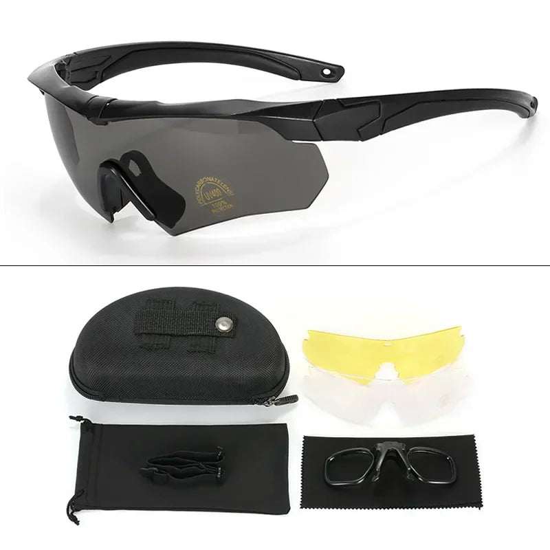 Óculos Táticos Militares – 3 Lentes Intercambiáveis (HD)
