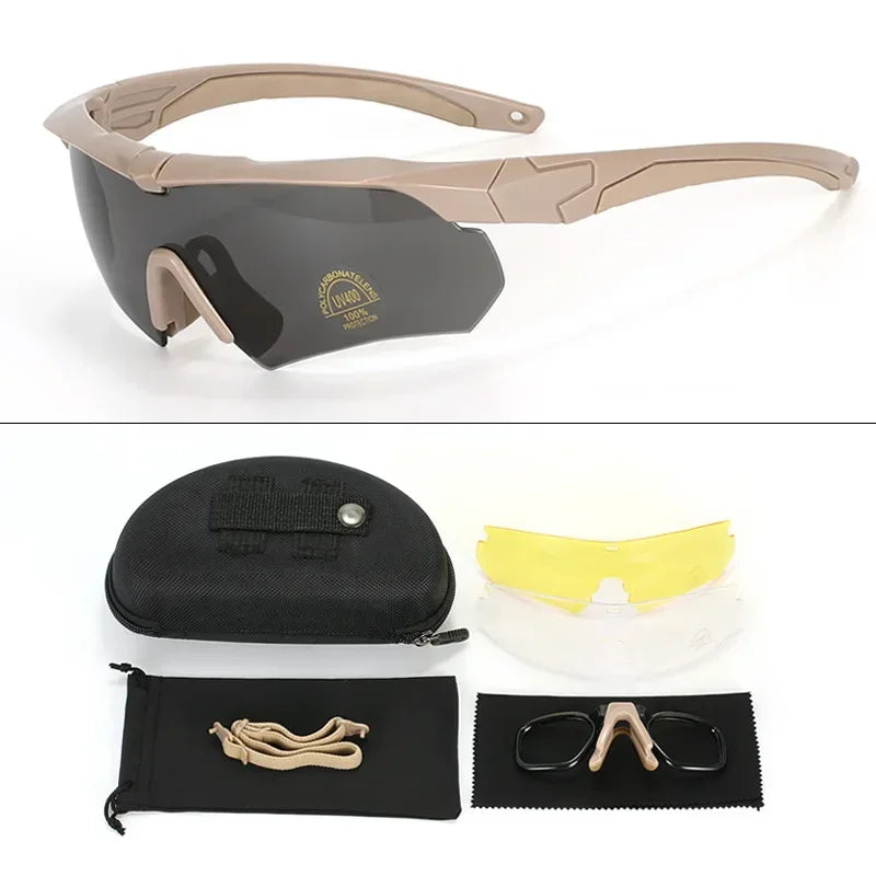 Óculos Táticos Militares – 3 Lentes Intercambiáveis (HD)