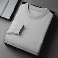Suéter Masculino Clássico com Gola Redonda – Tricô, Manga Longa, Macio, Casual, Leve, Cor Lisa, Roupa Masculina Confortável
