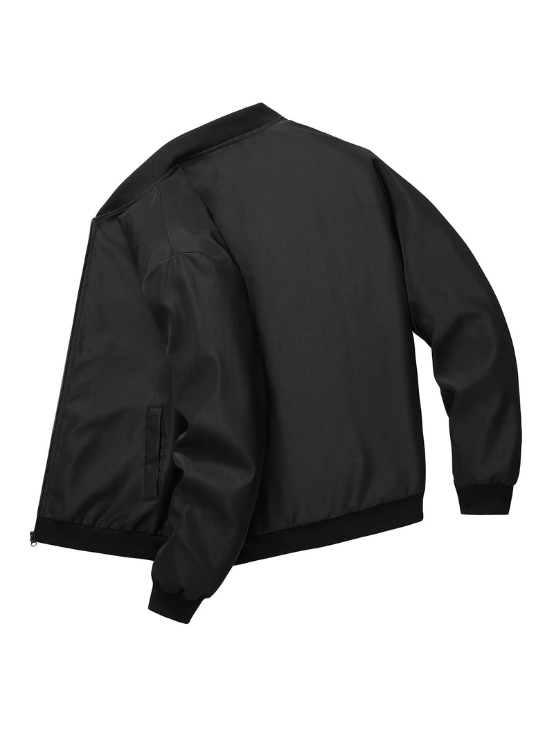 Jaqueta masculina 2024, gola baseball, manga curta, solta, cor sólida, estilo casual e business, fina, para primavera e outono, tendência.