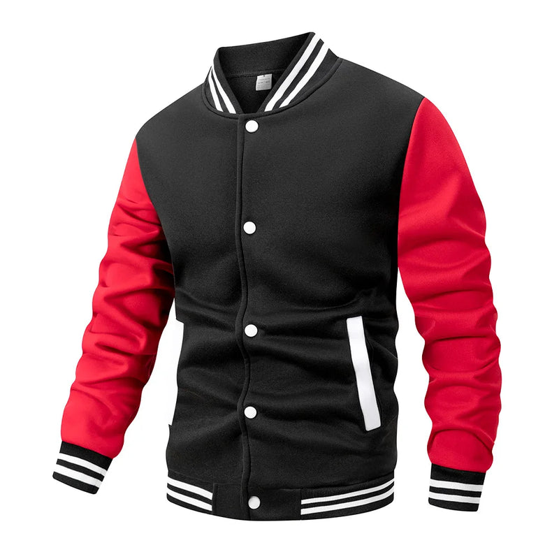 Jaqueta de beisebol masculina de manga comprida, folgada, grande, com emendas, roupa de beisebol, casaco de rua, jaquetas bomber quentes para homens