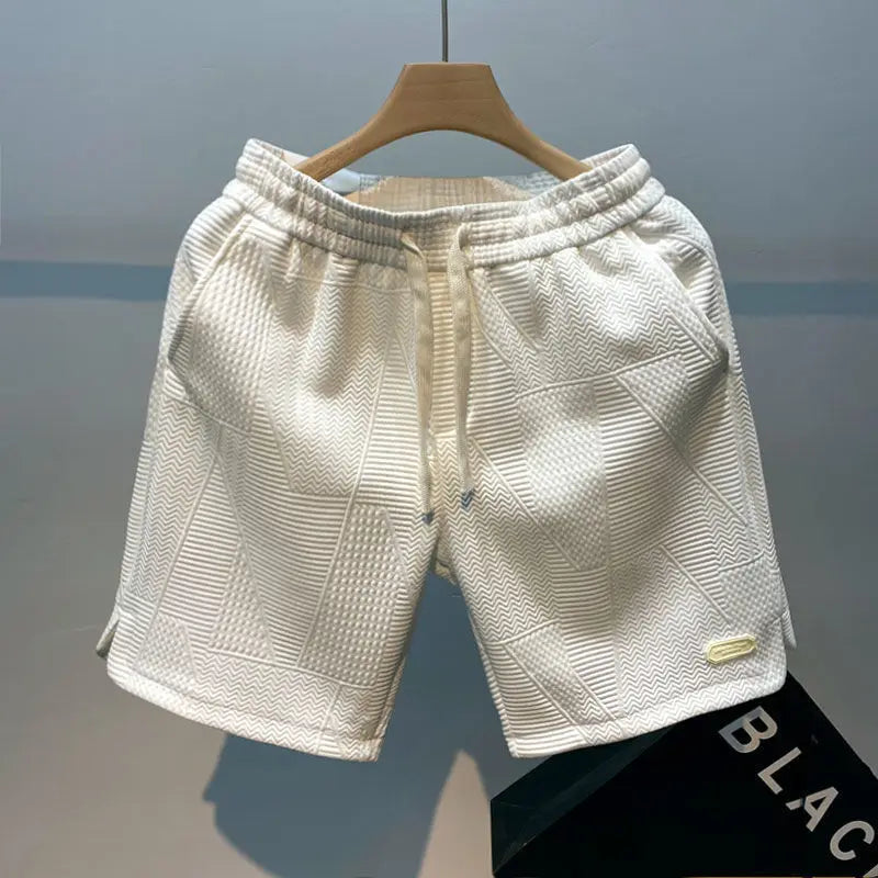 Shorts de corrida masculinos, leves, com estampa de ondas e secagem rápida.