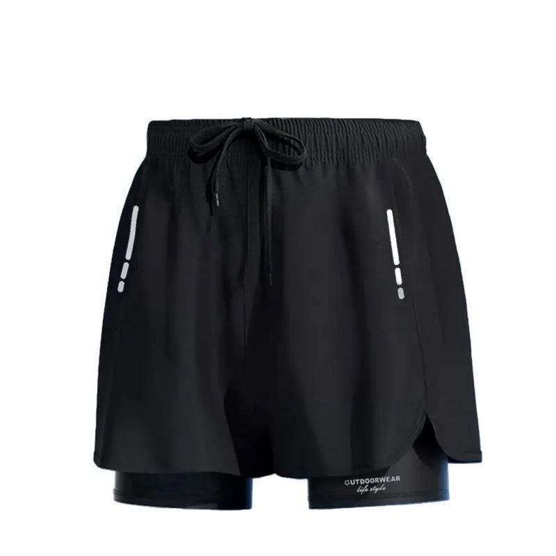 Shorts masculinos com tecnologia Aloe, modelo esportivo 2 em 1, de secagem rápida, estiloso e confortável.