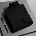 Suéter Masculino Gola Alta Outono/Inverno – Tricô de Alta Qualidade, Slim Fit, Manga Longa, Antibolinha, Cor Lisa, Estilo Streetwear
