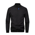 Jaqueta masculina 2024, gola baseball, manga curta, solta, cor sólida, estilo casual e business, fina, para primavera e outono, tendência.