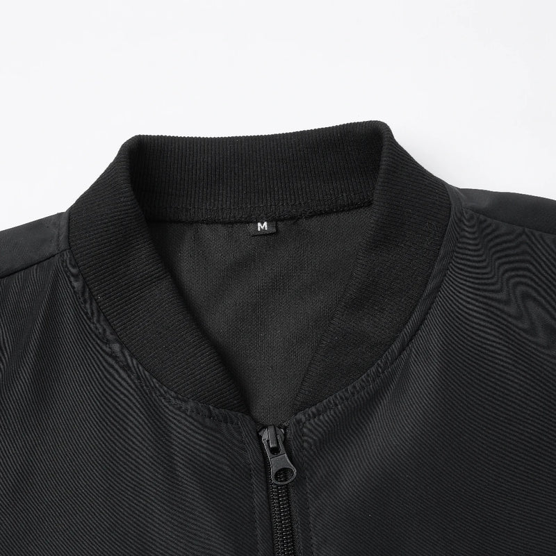 Jaqueta masculina 2024, gola baseball, manga curta, solta, cor sólida, estilo casual e business, fina, para primavera e outono, tendência.