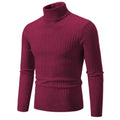 Suéter Masculino Gola Alta 2025 – Tricô de Lã, Pulôver Casual Quente, Cores Sólidas, Ideal para o Inverno