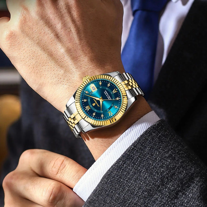 Relógio Masculino de Luxo POEDAGAR – Aço Inoxidável, Quartzo, com Data, à Prova d'Água, Luminoso, Estilo Social e Fashion para Homens