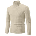Suéter Masculino Gola Alta 2025 – Tricô de Lã, Pulôver Casual Quente, Cores Sólidas, Ideal para o Inverno