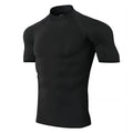 Camiseta de compressão masculina, esportiva, com secagem rápida e mangas curtas.
