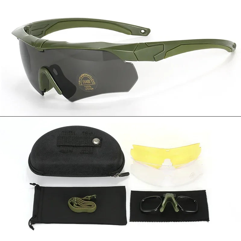 Óculos Táticos Militares – 3 Lentes Intercambiáveis (HD)