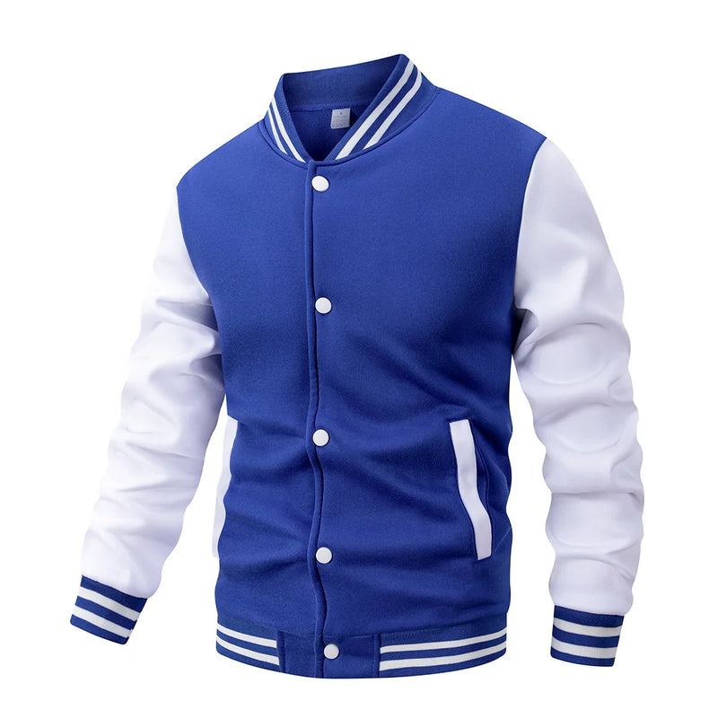 Jaqueta de beisebol masculina de manga comprida, folgada, grande, com emendas, roupa de beisebol, casaco de rua, jaquetas bomber quentes para homens