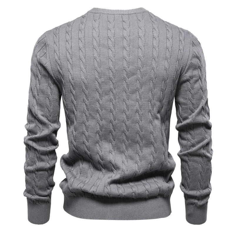 Suéter Masculino AIOPESON com Bordado de Girafa – Malha Clássica com Estilo Único